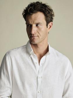 Charles Tyrwhitt Slim Fit Pure Linen Shirt - view 2, White