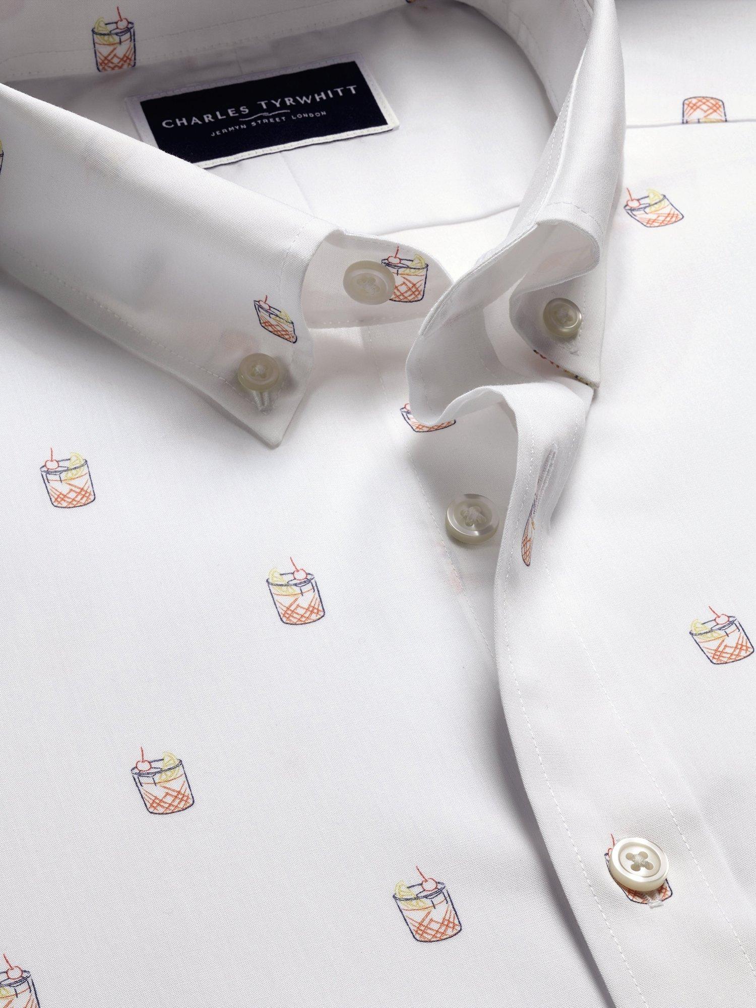 Product image 3 of 5, which shows Charles Tyrwhitt Printed Cotton Shirt, White, S