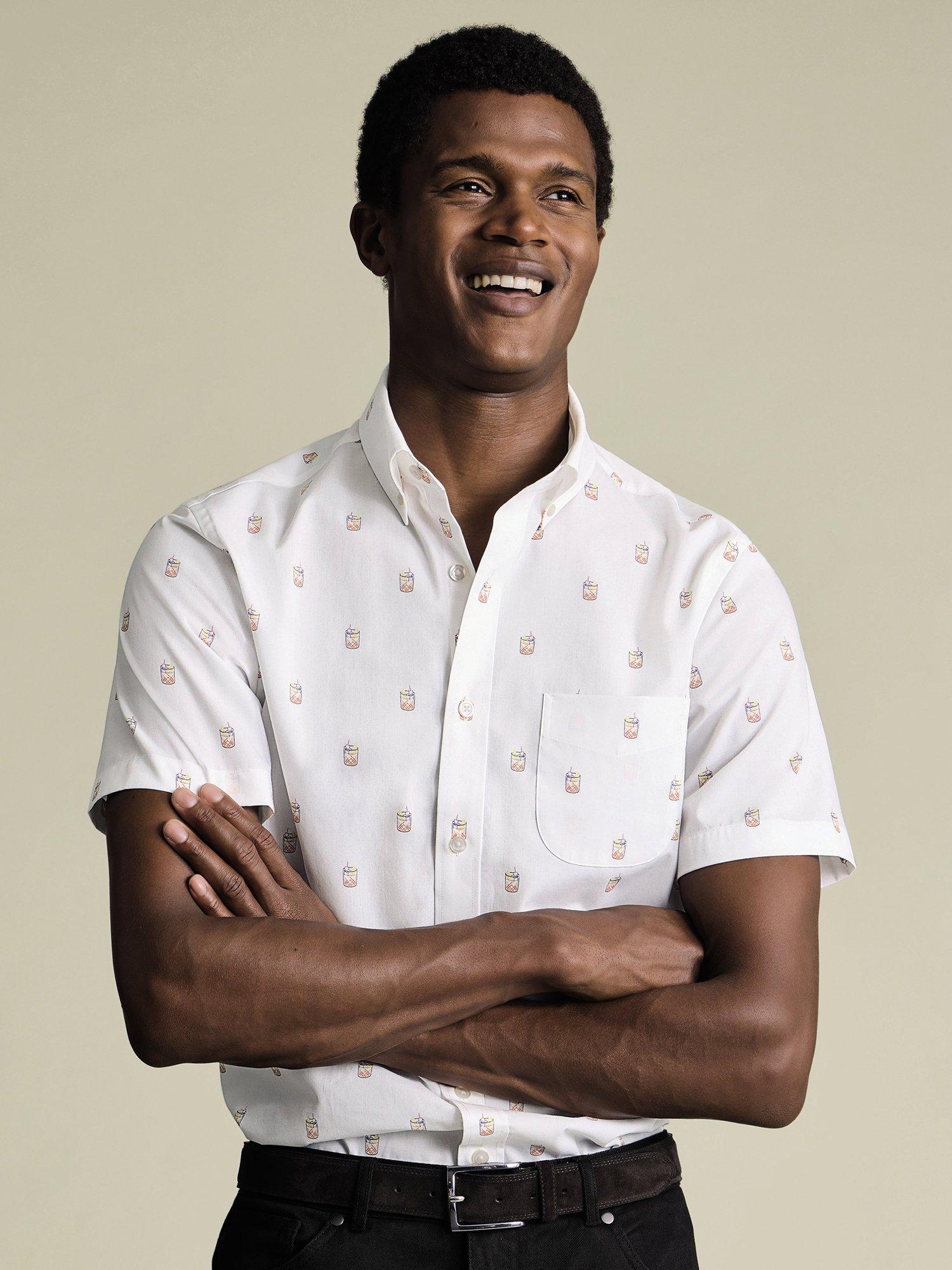 Product image 4 of 5, which shows Charles Tyrwhitt Printed Cotton Shirt, White, S