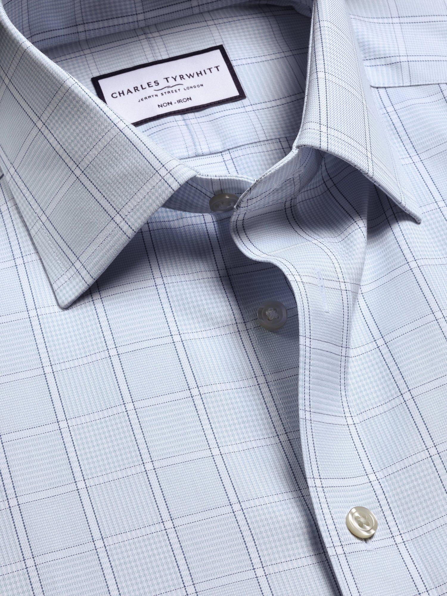 Product image 3 of 7, which shows Charles Tyrwhitt Check Cotton Shirt, Light Blue, 14.5