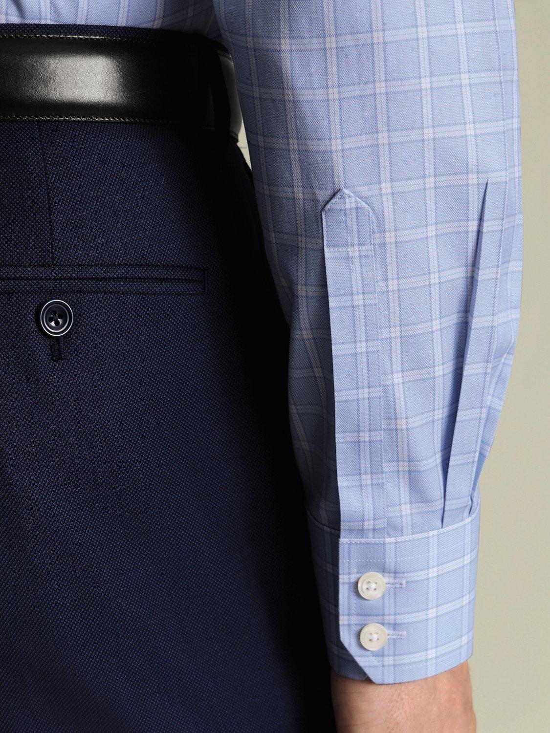 Product image 6 of 7, which shows Charles Tyrwhitt Check Cotton Shirt, Sky Blue, 14.5