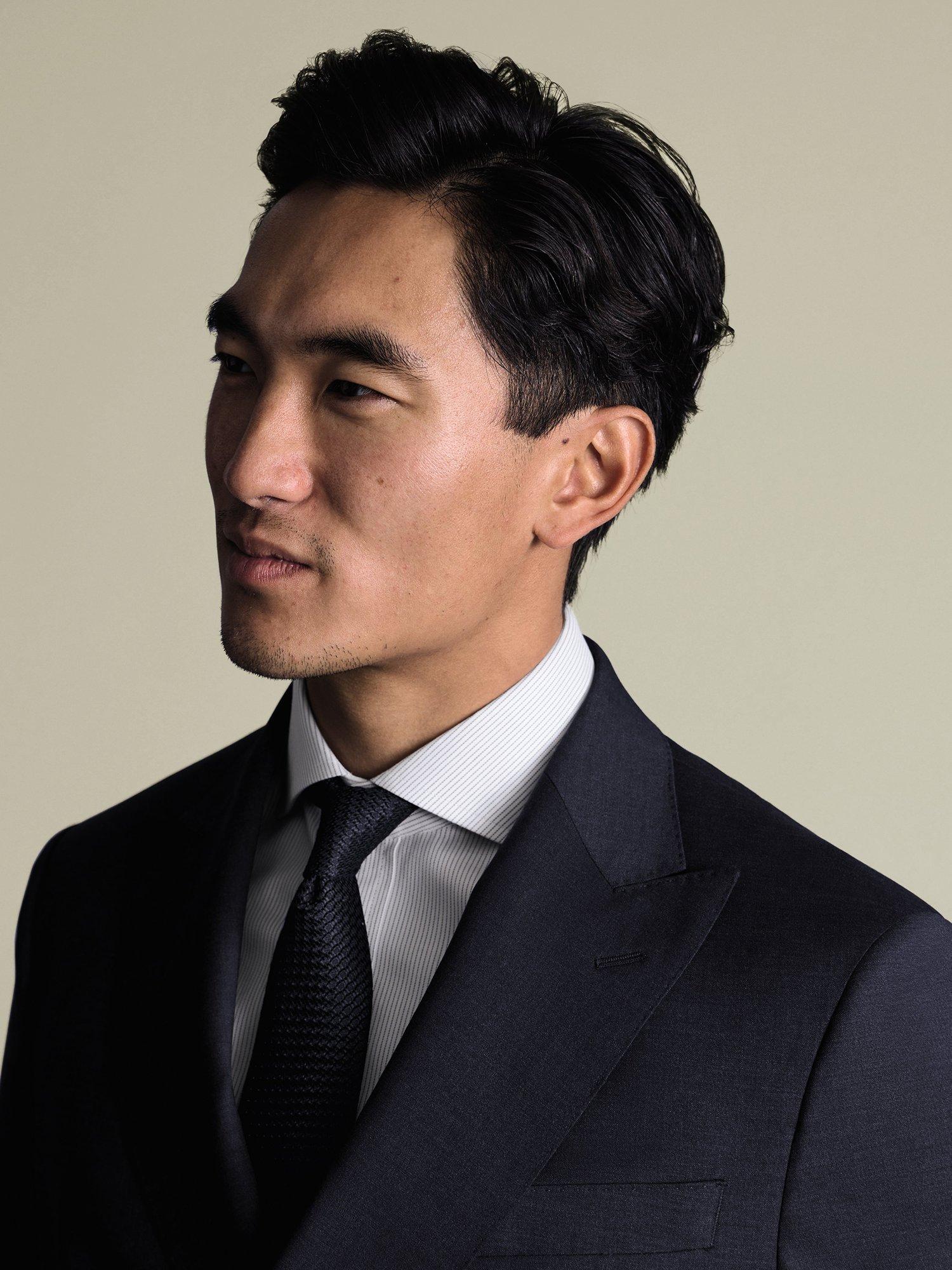 Product image 4 of 8, which shows Charles Tyrwhitt Stripe Cotton Shirt, Indigo Blue, 14.5