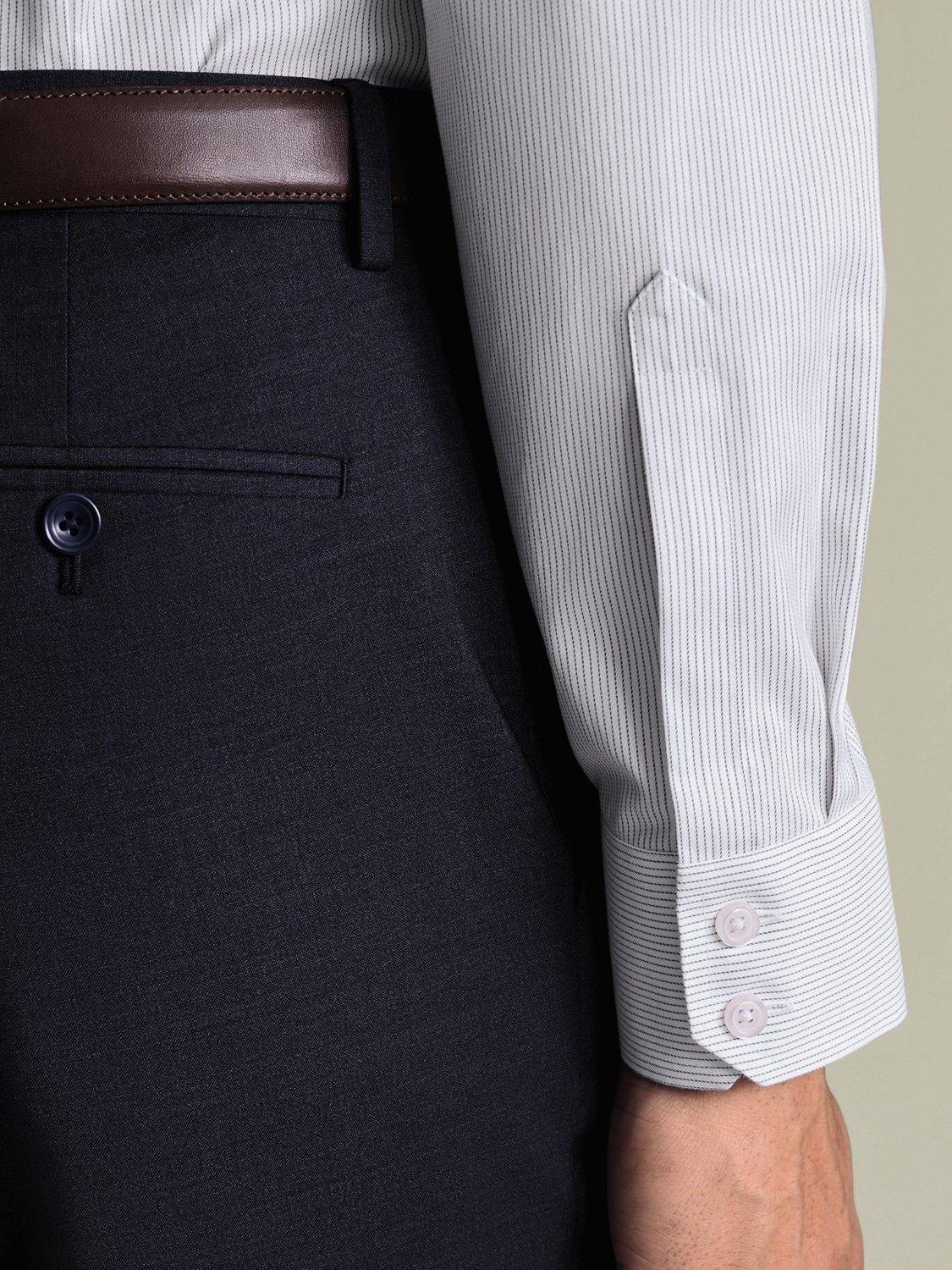 Product image 7 of 8, which shows Charles Tyrwhitt Stripe Cotton Shirt, Indigo Blue, 14.5