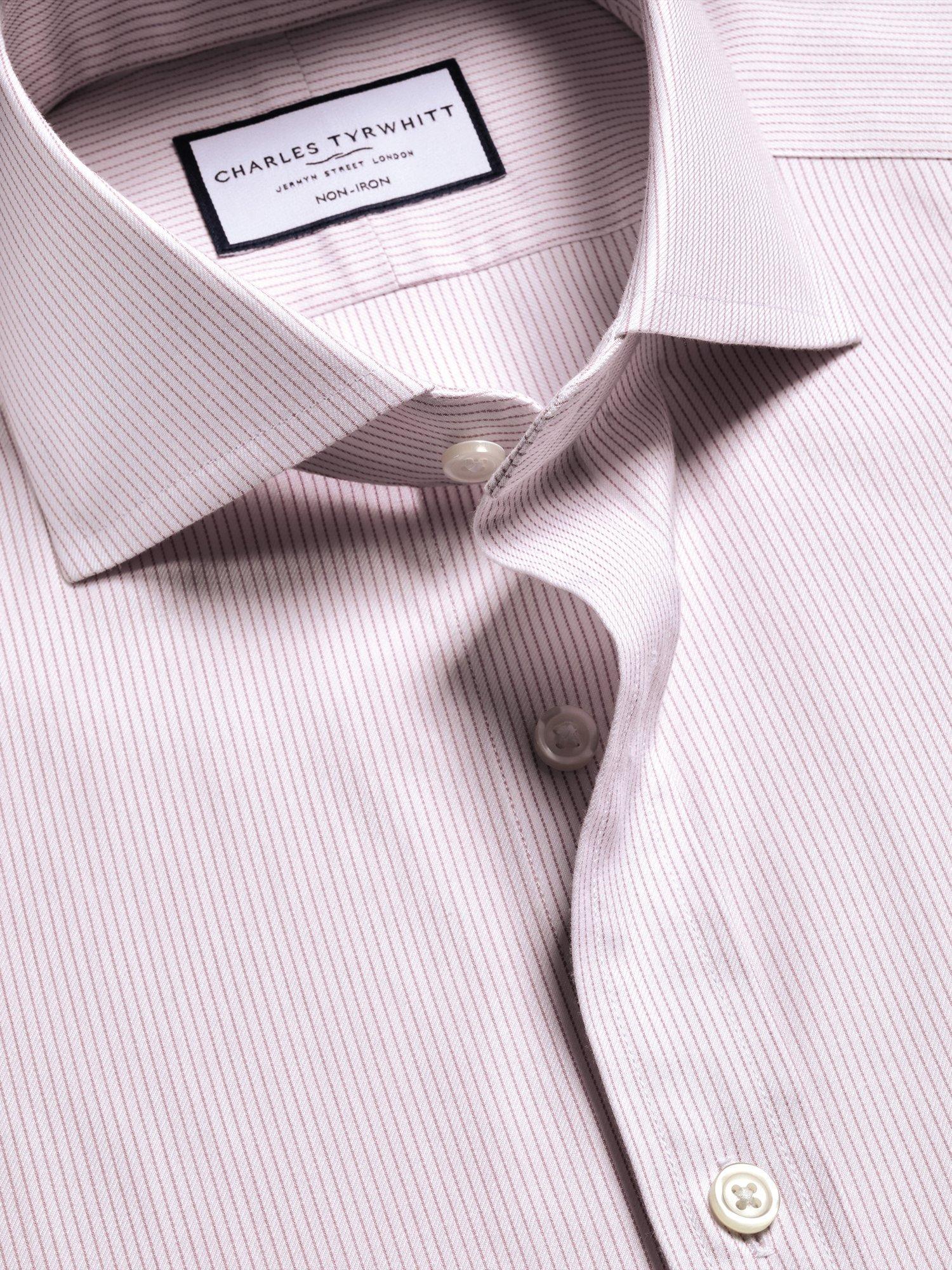 Product image 6 of 8, which shows Charles Tyrwhitt Stripe Cotton Shirt, Pink, 14.5 33