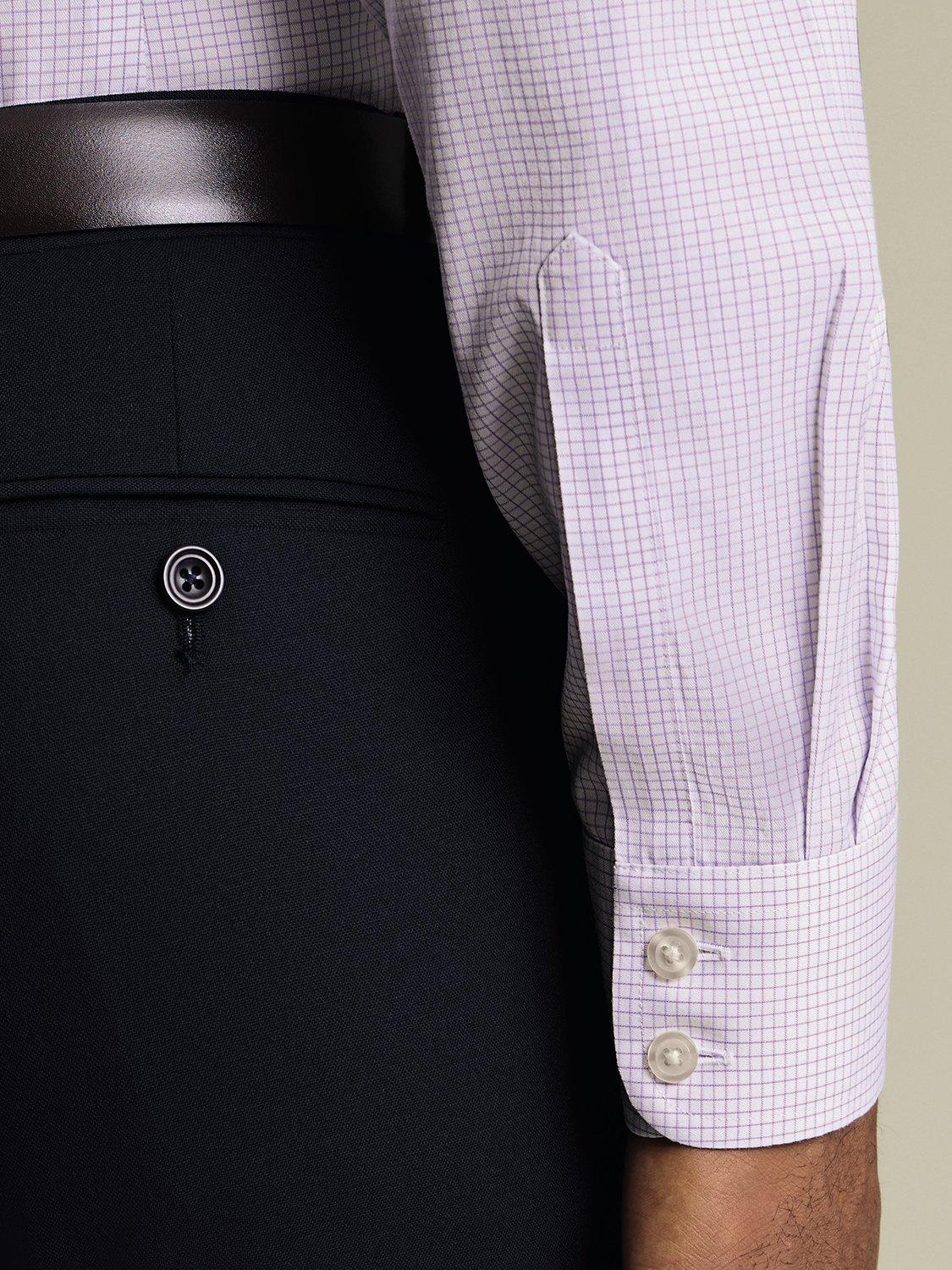 Product image 7 of 8, which shows Charles Tyrwhitt Check Cotton Shirt, Lilac Purple, 14.5