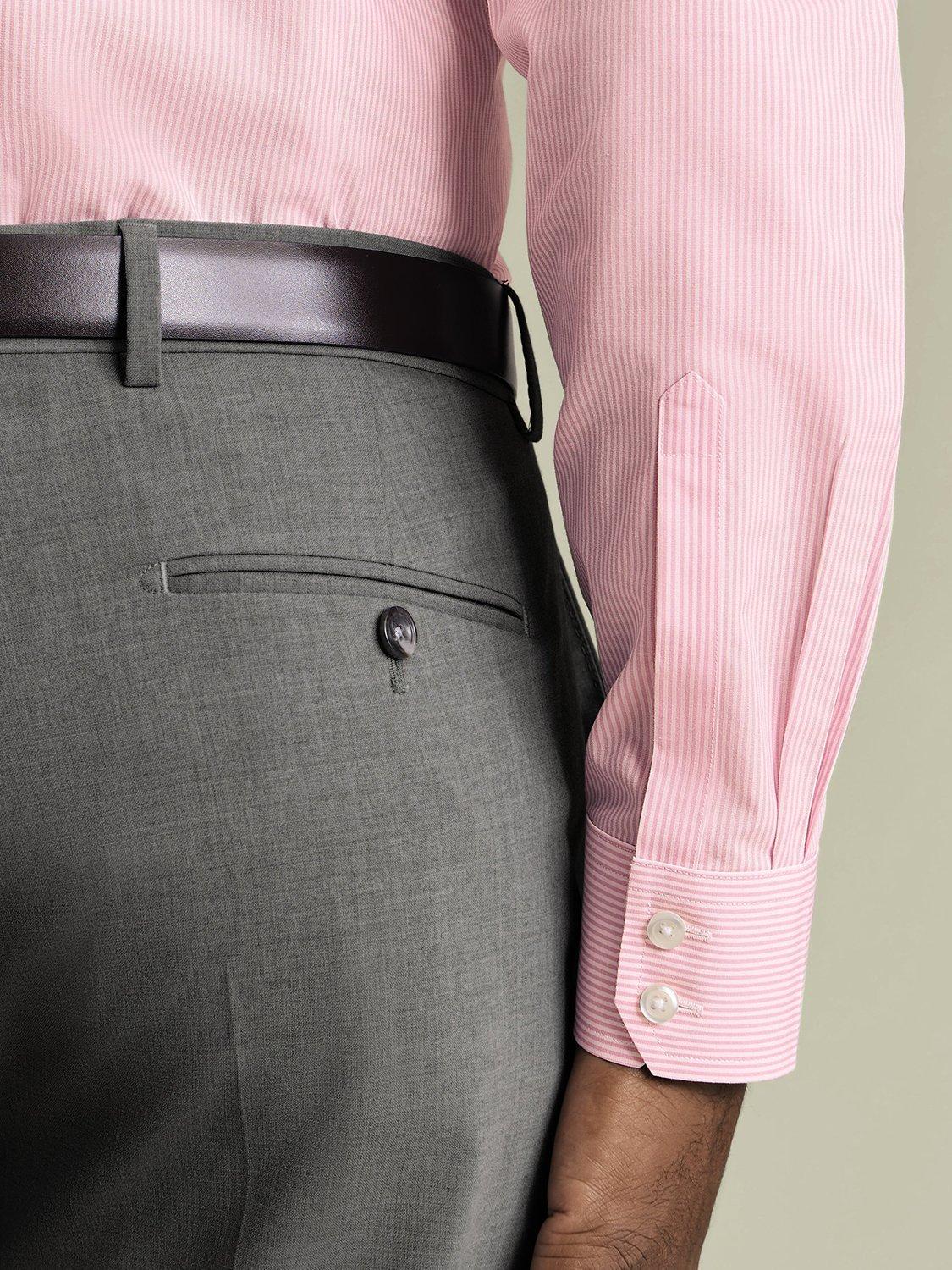 Product image 6 of 8, which shows Charles Tyrwhitt Stripe Cotton Shirt, Pink, 14.5