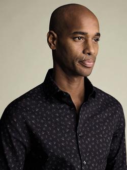 Charles Tyrwhitt Printed Cotton Shirt - view 2, Charcoal Grey