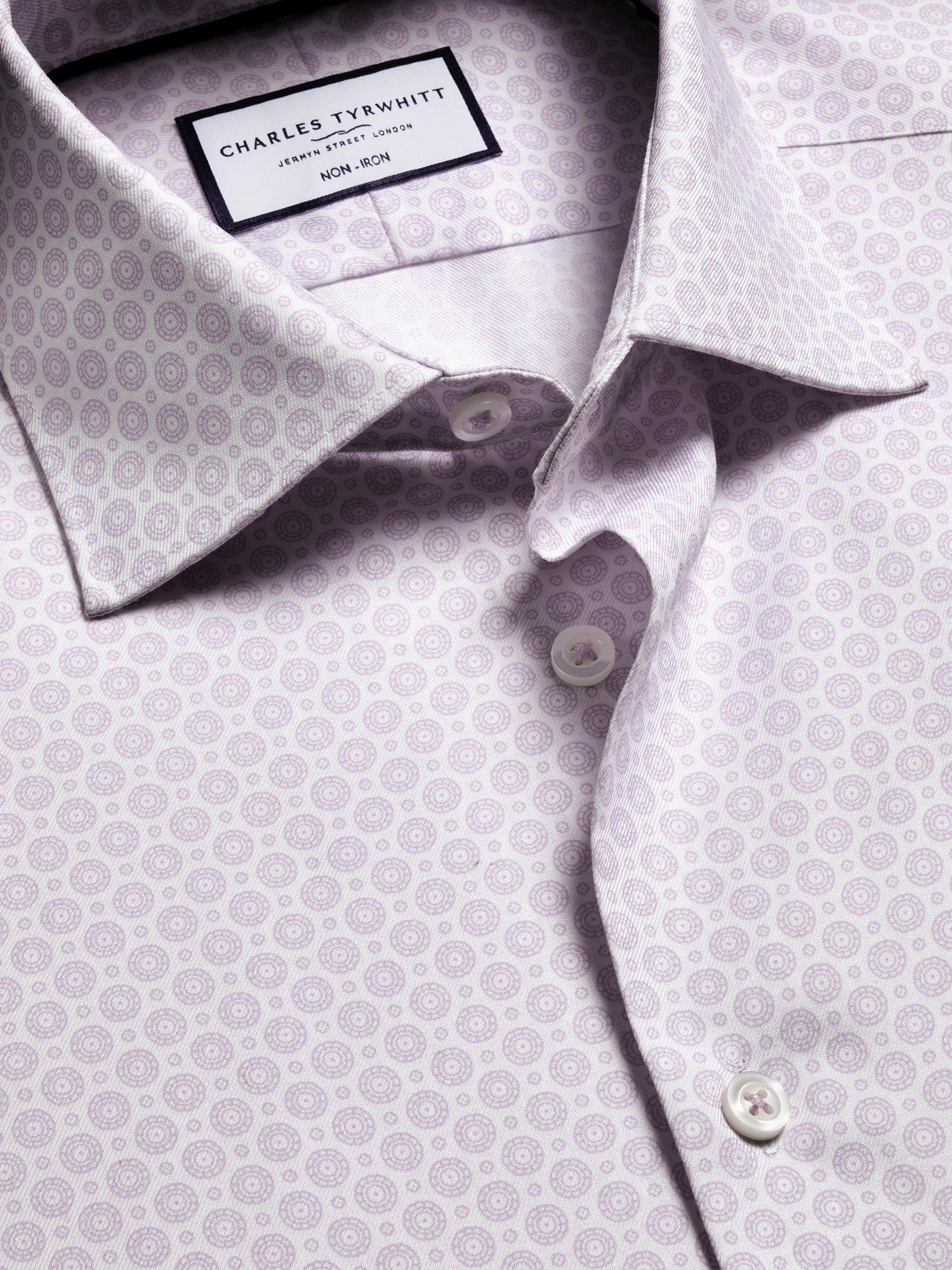 Product image 4 of 6, which shows Charles Tyrwhitt Printed Cotton Shirt, Lilac Purple, 14.5