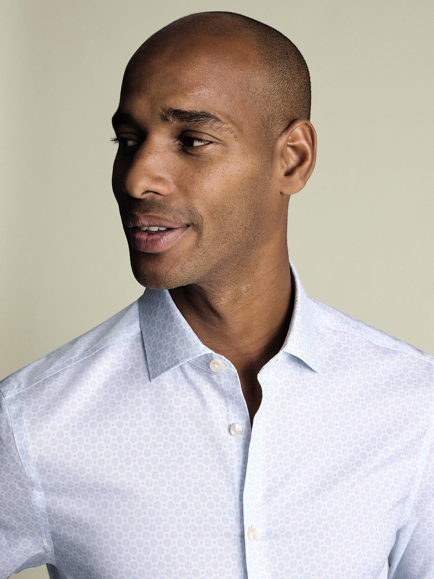 Product image 3 of 8, which shows Charles Tyrwhitt Printed Cotton Shirt, White, 14.5