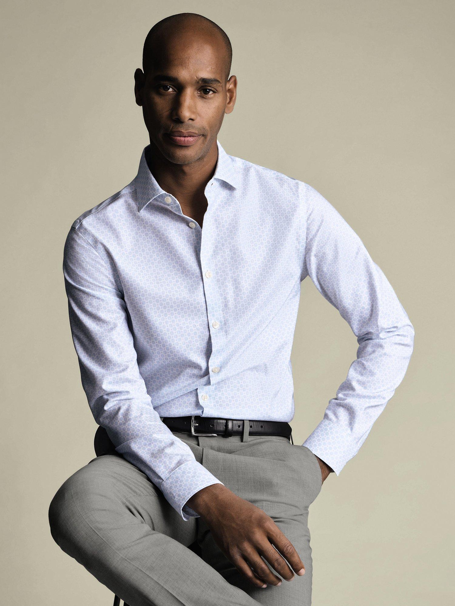 Product image 4 of 8, which shows Charles Tyrwhitt Printed Cotton Shirt, White, 14.5
