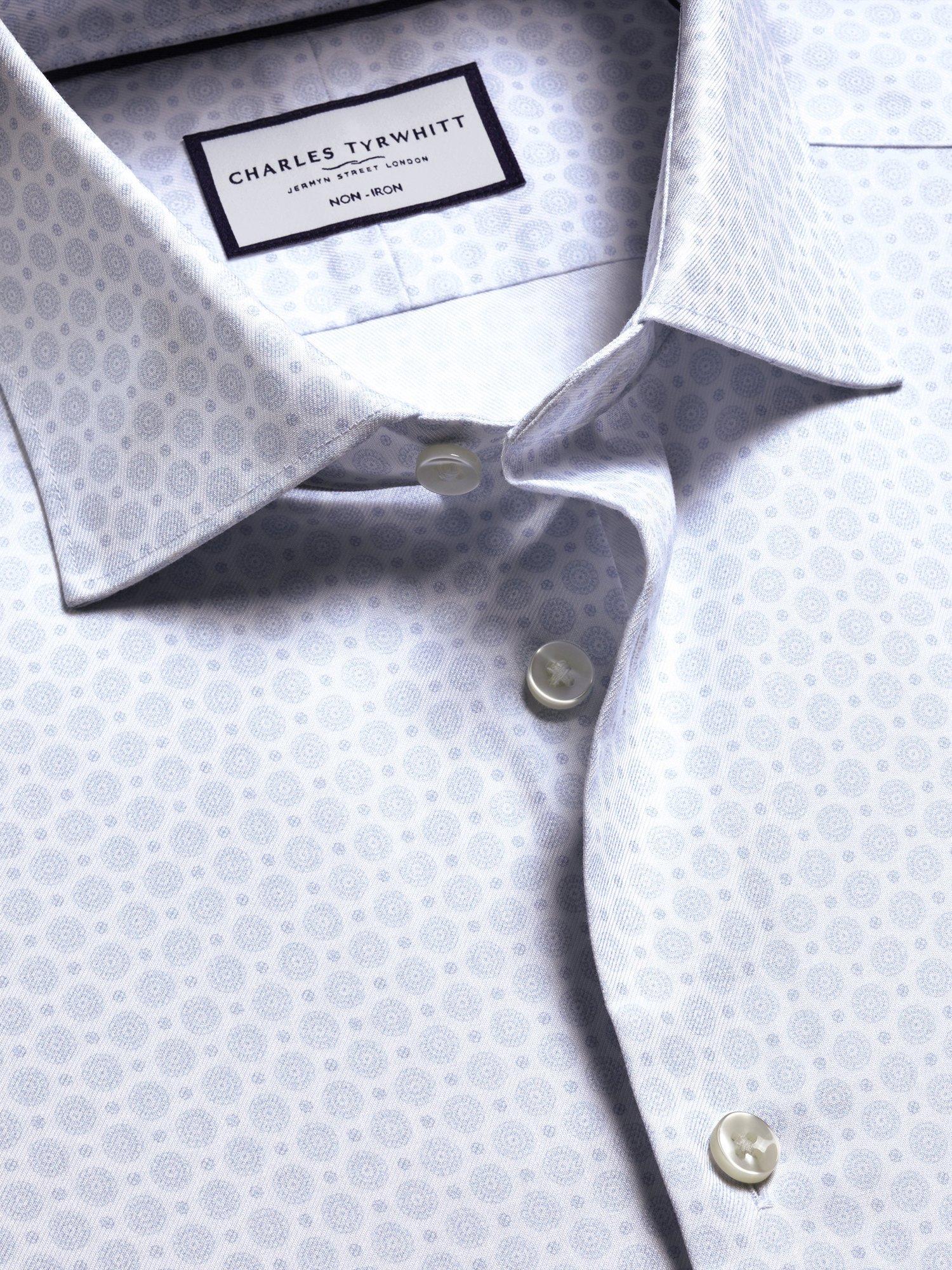 Product image 6 of 8, which shows Charles Tyrwhitt Printed Cotton Shirt, White, 14.5