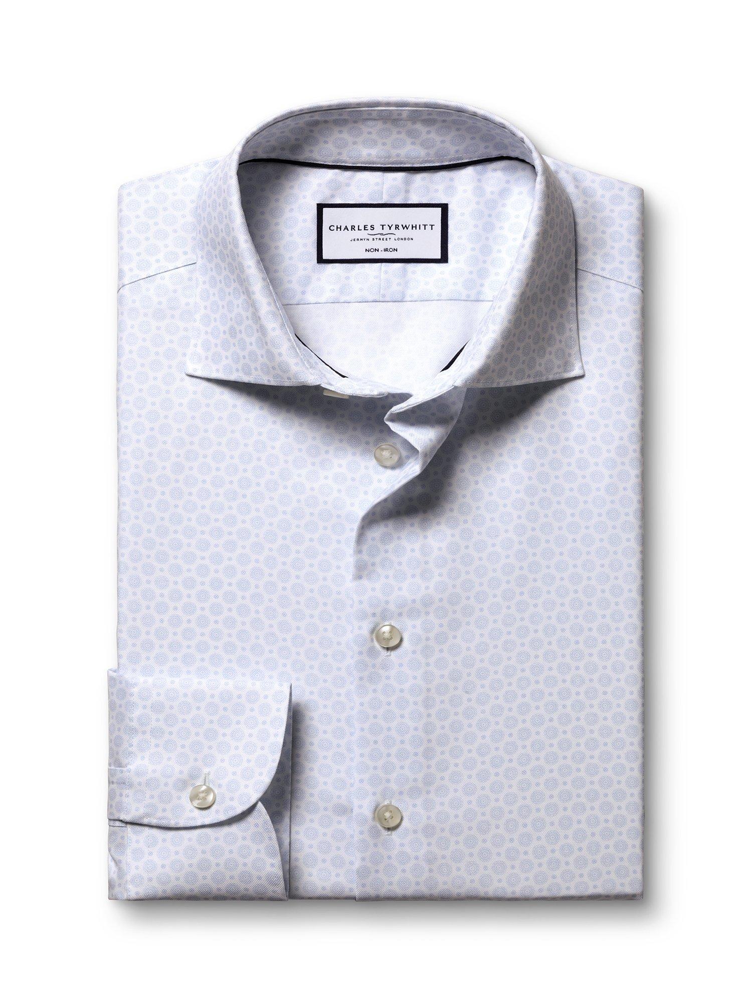 Product image 7 of 8, which shows Charles Tyrwhitt Printed Cotton Shirt, White, 14.5