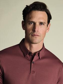 Charles Tyrwhitt Smart Jersey Short Sleeve Polo - view 2, Dark Pink