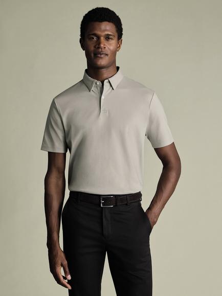 Charles Tyrwhitt Smart Jersey Short Sleeve Polo, Silver Grey