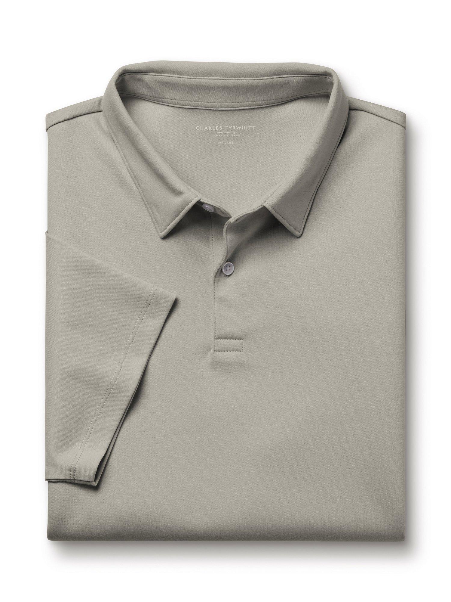 Product image 4 of 6, which shows Charles Tyrwhitt Smart Jersey Short Sleeve Polo, Silver Grey, S