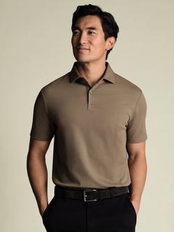 Charles Tyrwhitt Short Sleeve Cotton Blend Polo Shirt, Camel