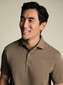 Charles Tyrwhitt Short Sleeve Cotton Blend Polo Shirt - view 2, Camel