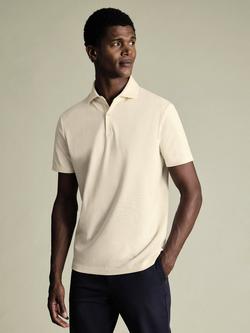 Charles Tyrwhitt Short Sleeve Cotton Blend Polo Shirt, Cream