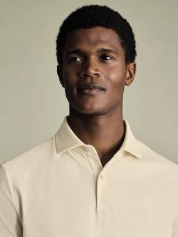 Charles Tyrwhitt Short Sleeve Cotton Blend Polo Shirt - view 2, Cream