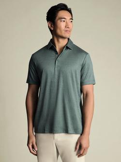Charles Tyrwhitt Regular Fit Linen Polo Shirt - view 2, Aqua Green