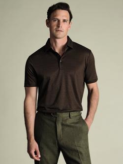 Charles Tyrwhitt Regular Fit Linen Polo Shirt, Chocolate Brown