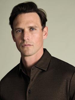 Charles Tyrwhitt Regular Fit Linen Polo Shirt - view 2, Chocolate Brown