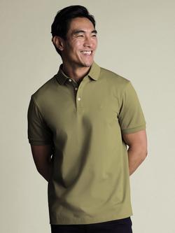 Charles Tyrwhitt Short Sleeve Cotton Blend Polo Shirt, Olive Green