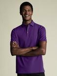 Charles Tyrwhitt Short Sleeve Cotton Blend Polo Shirt, Purple