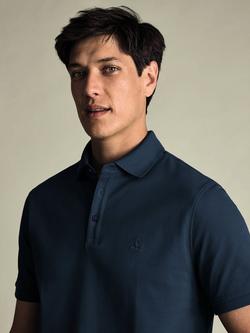 Charles Tyrwhitt Short Sleeve Cotton Blend Polo Shirt - view 2, Teal Green