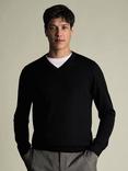 Charles Tyrwhitt V Neck Merino Wool Jumper, Black
