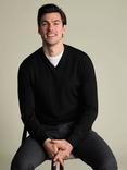 Charles Tyrwhitt V Neck Merino Wool Jumper, Black
