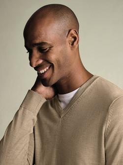 Charles Tyrwhitt V Neck Merino Wool Jumper - view 2, Oatmeal