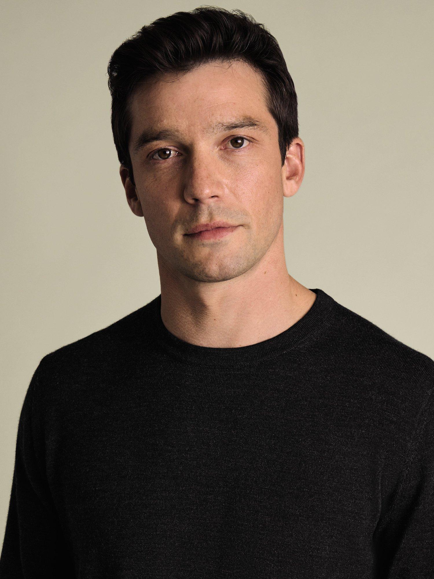 Product image 2 of 6, which shows Charles Tyrwhitt Crew Neck Merino Wool Jumper, Dark Charcoal, S