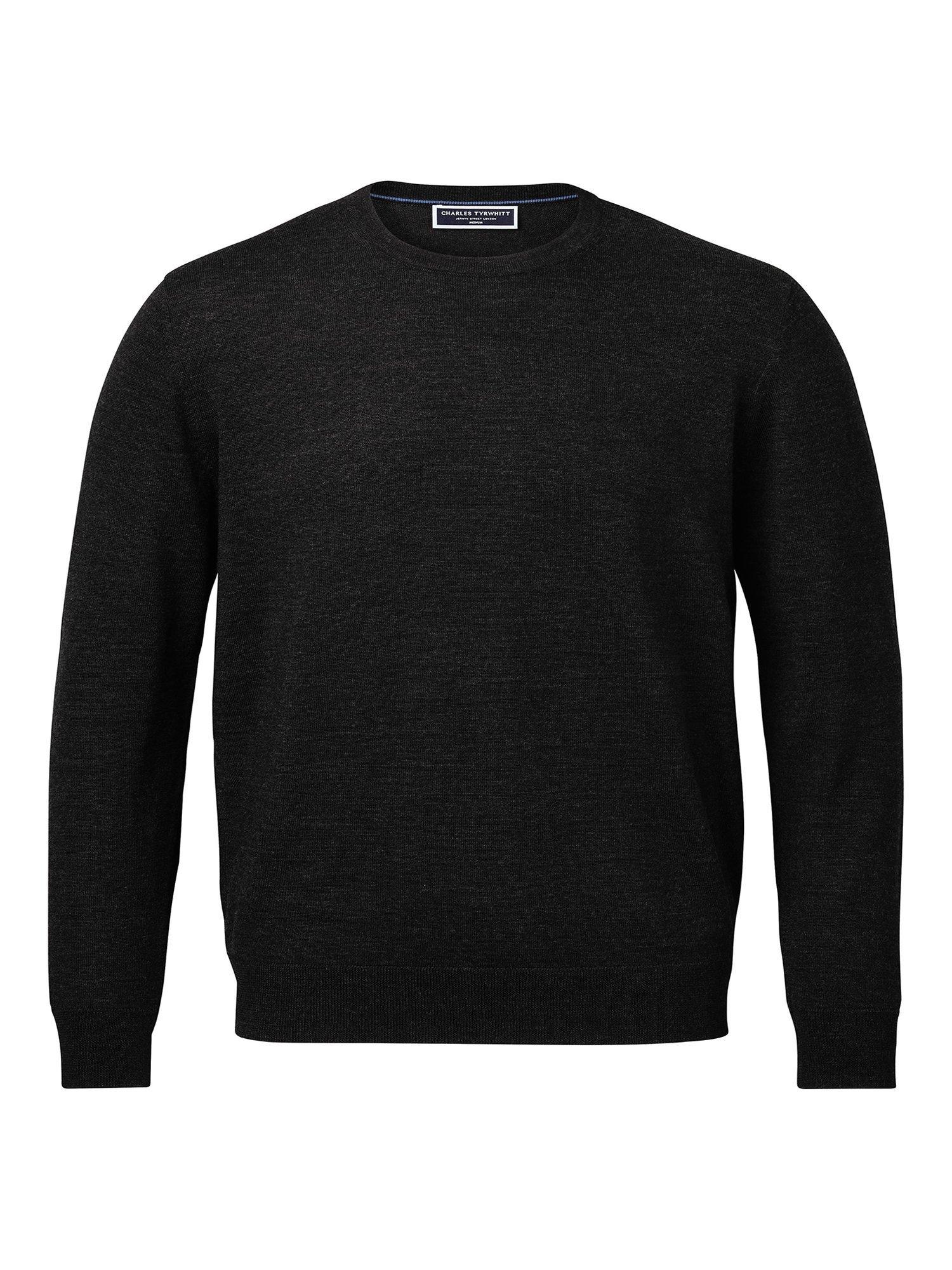 Product image 5 of 6, which shows Charles Tyrwhitt Crew Neck Merino Wool Jumper, Dark Charcoal, S
