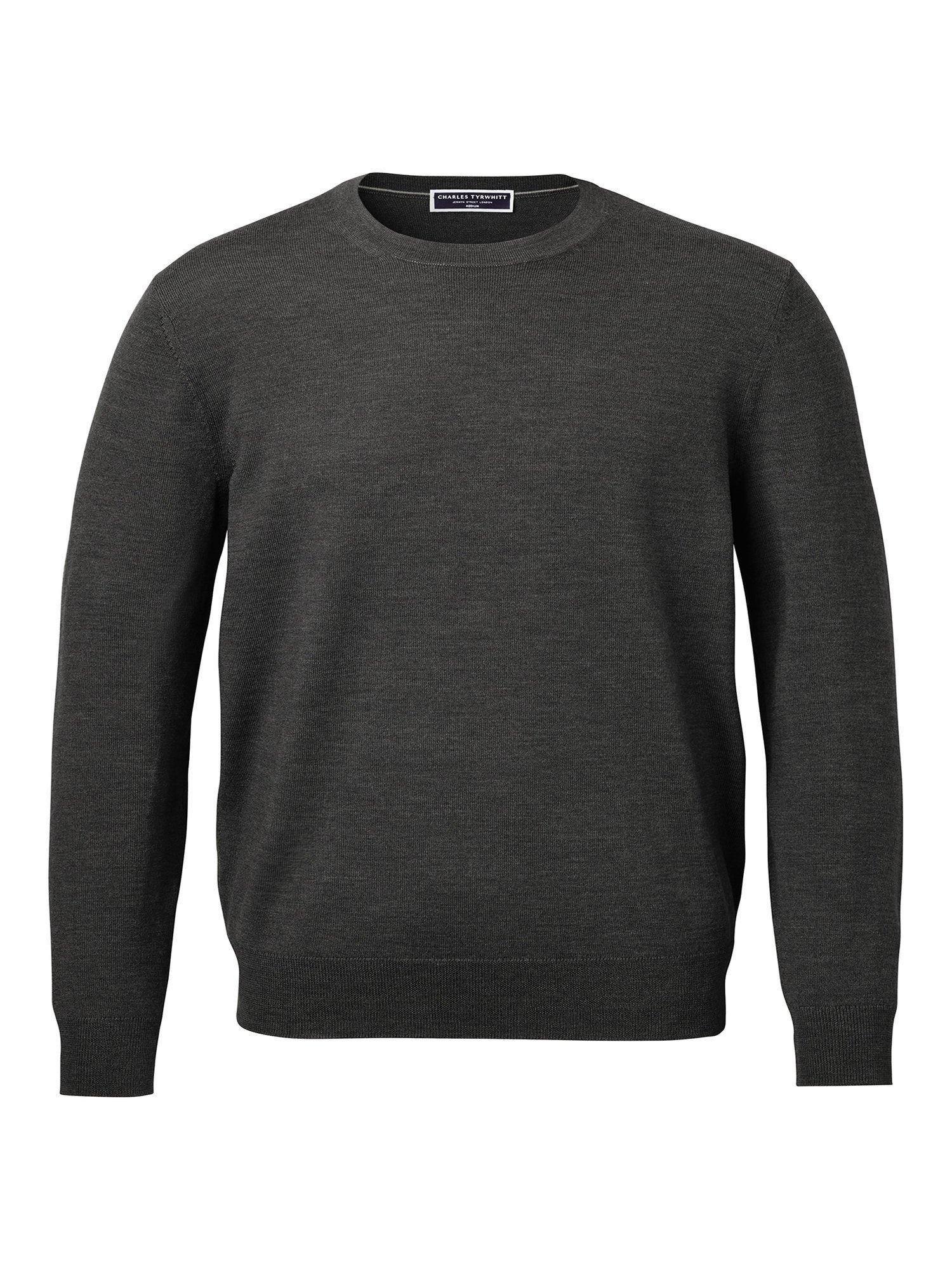 Product image 4 of 5, which shows Charles Tyrwhitt Crew Neck Merino Wool Jumper, Grey, S