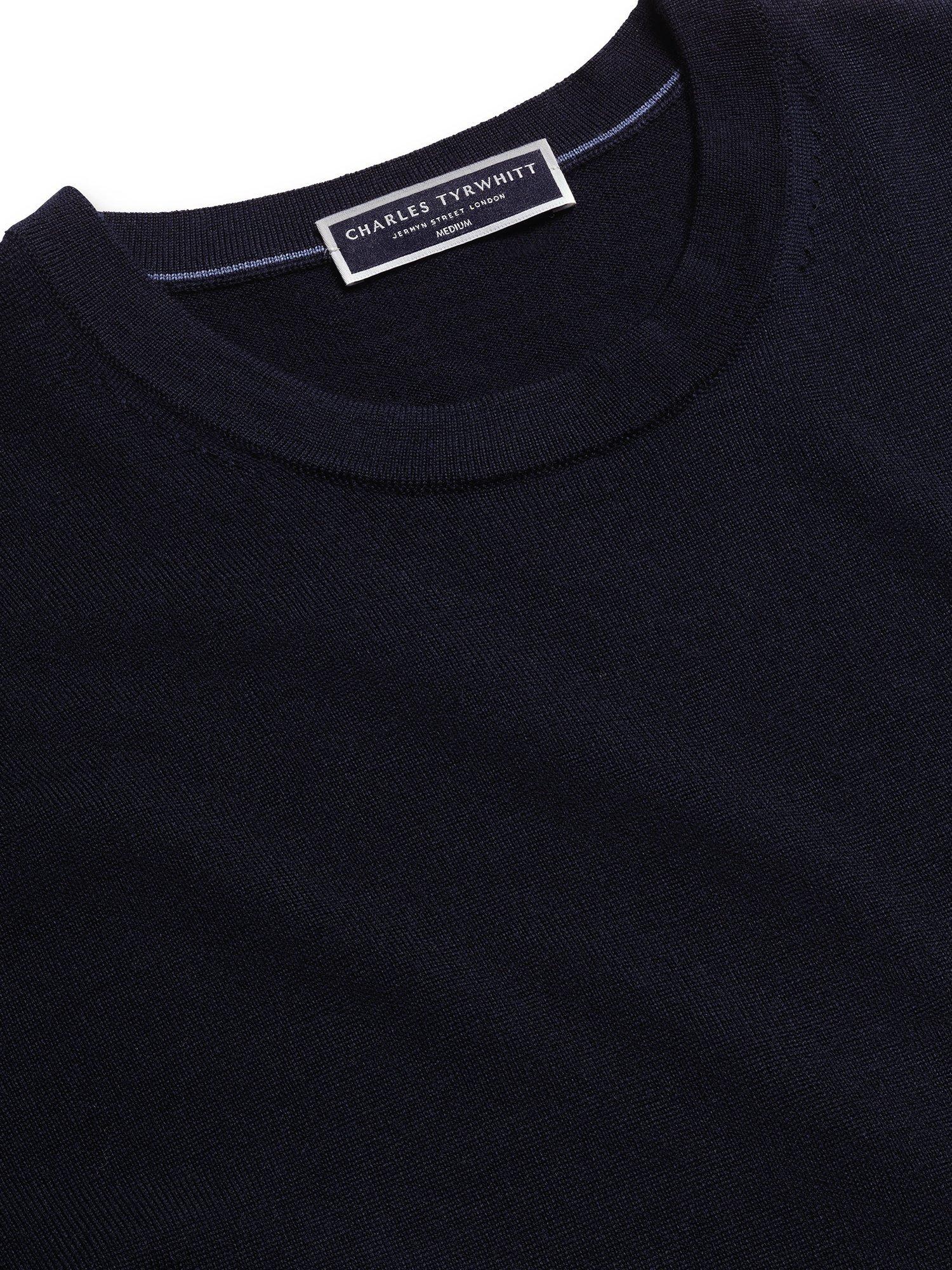 Product image 4 of 6, which shows Charles Tyrwhitt Crew Neck Merino Wool Jumper, Navy, S