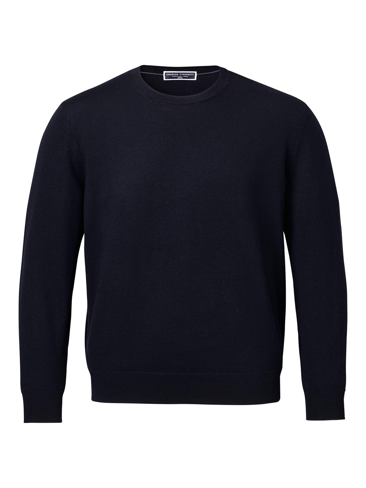 Product image 5 of 6, which shows Charles Tyrwhitt Crew Neck Merino Wool Jumper, Navy, S