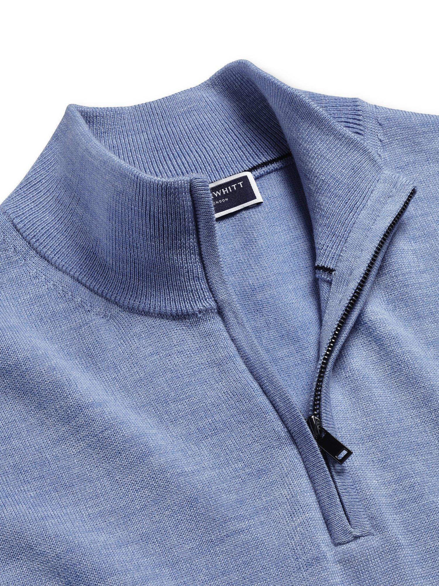 Product image 3 of 5, which shows Charles Tyrwhitt Half Zip Merino Wool Jumper, Cornflower Blue, S