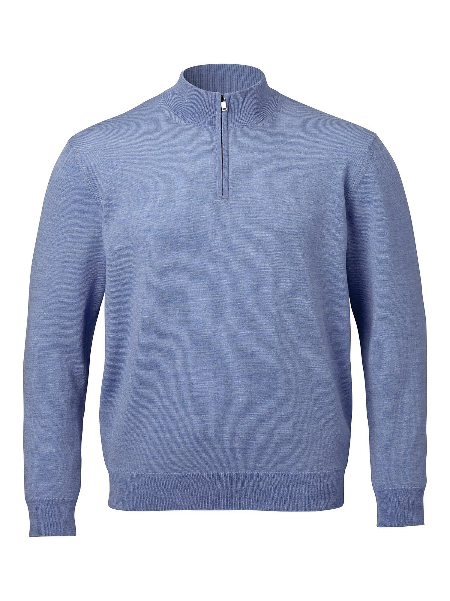Product image 4 of 5, which shows Charles Tyrwhitt Half Zip Merino Wool Jumper, Cornflower Blue, S