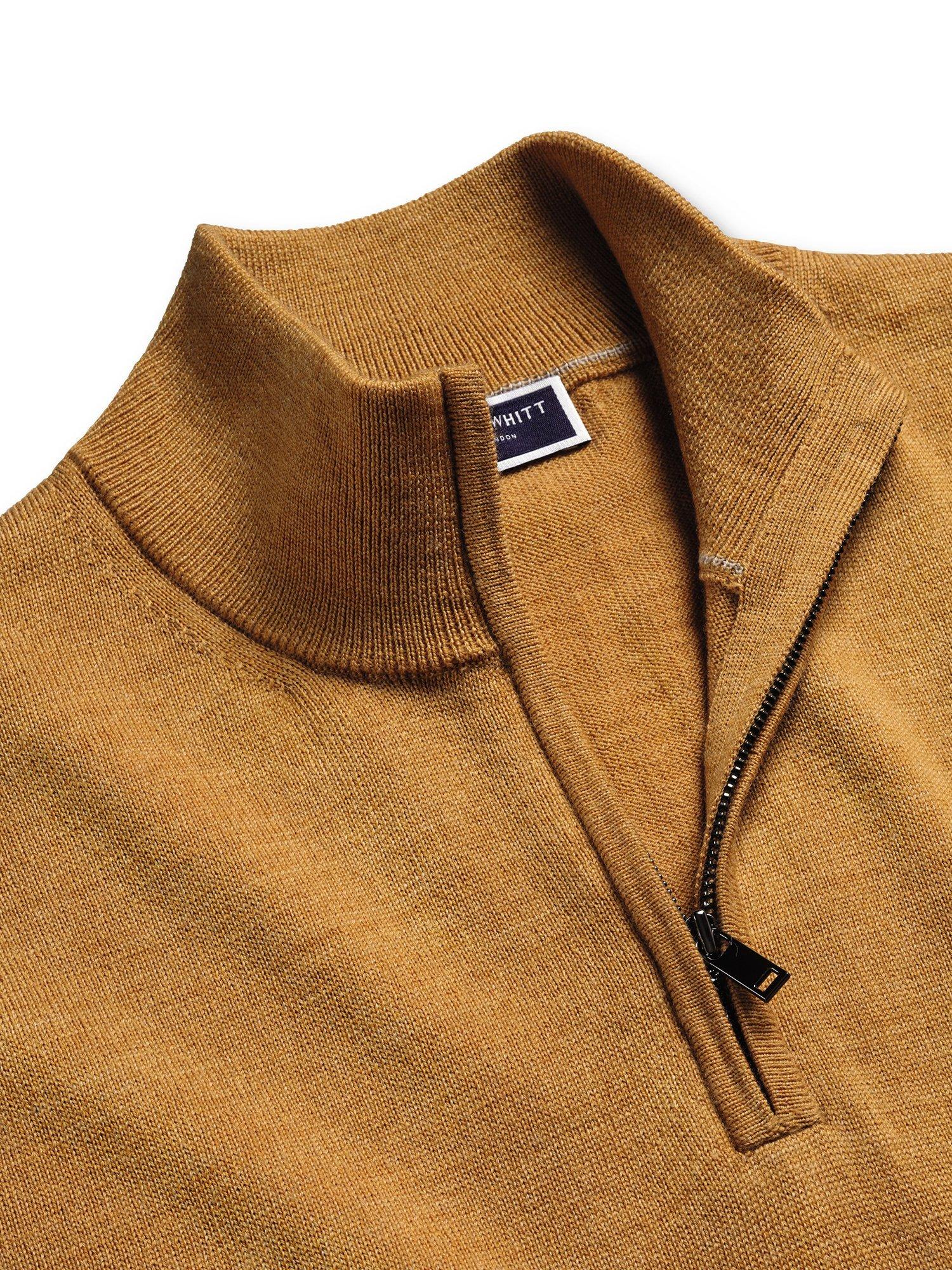 Product image 4 of 6, which shows Charles Tyrwhitt Half Zip Merino Wool Jumper, Yellow, S