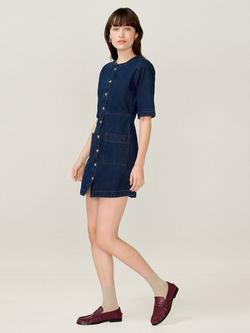 OMNES Adia Denim Mini Dress, Indigo - view 2, Indigo