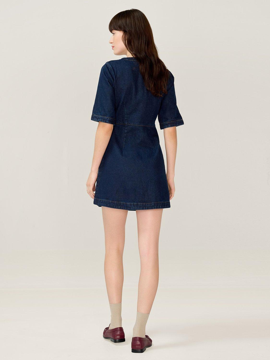 Product image 3 of 4, which shows OMNES Adia Denim Mini Dress, Indigo, 6