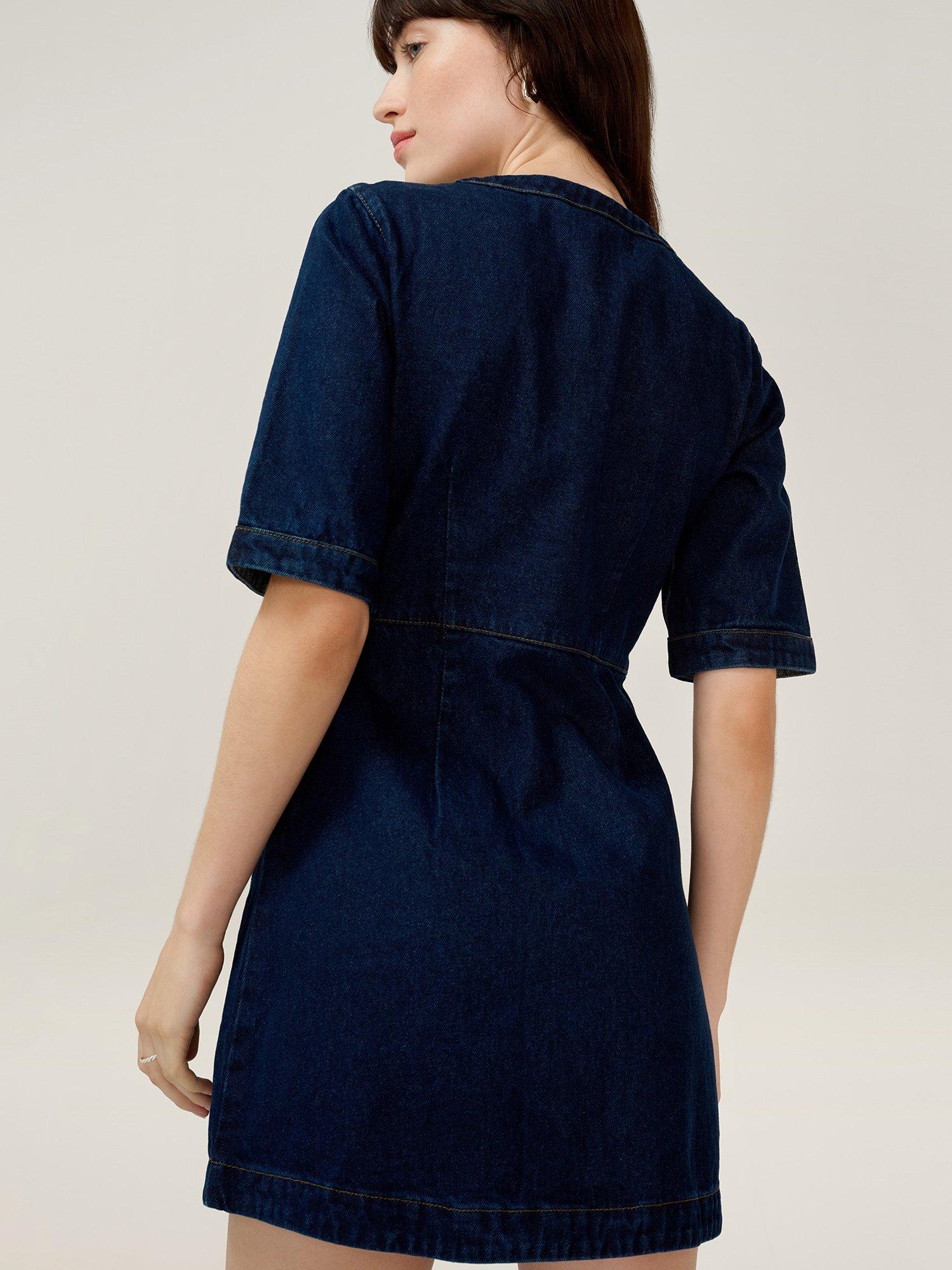 Product image 4 of 4, which shows OMNES Adia Denim Mini Dress, Indigo, 6
