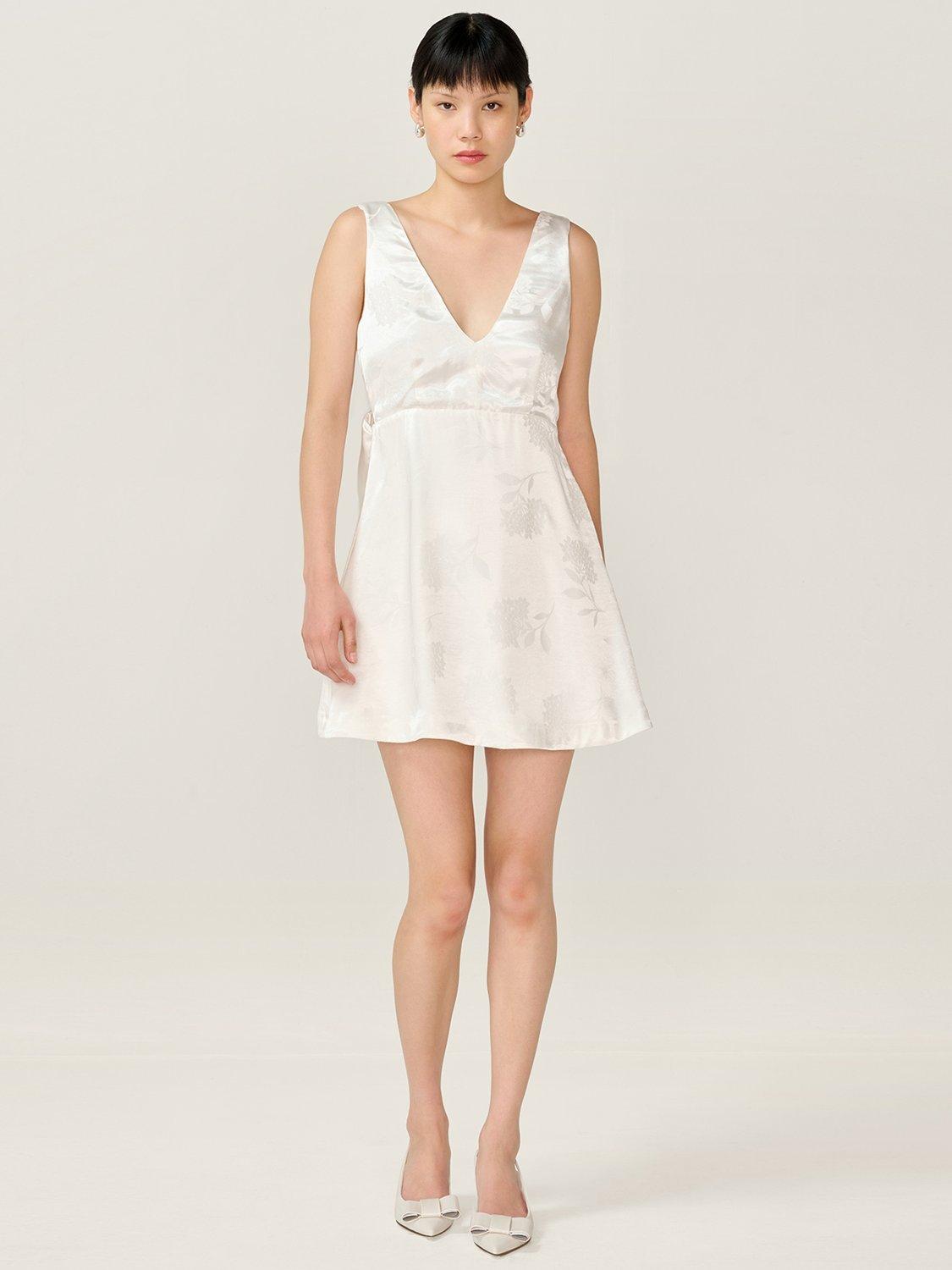 Product image 1 of 4, which shows OMNES Bowlyn Jacquard Wedding Dress, Ivory, 6
