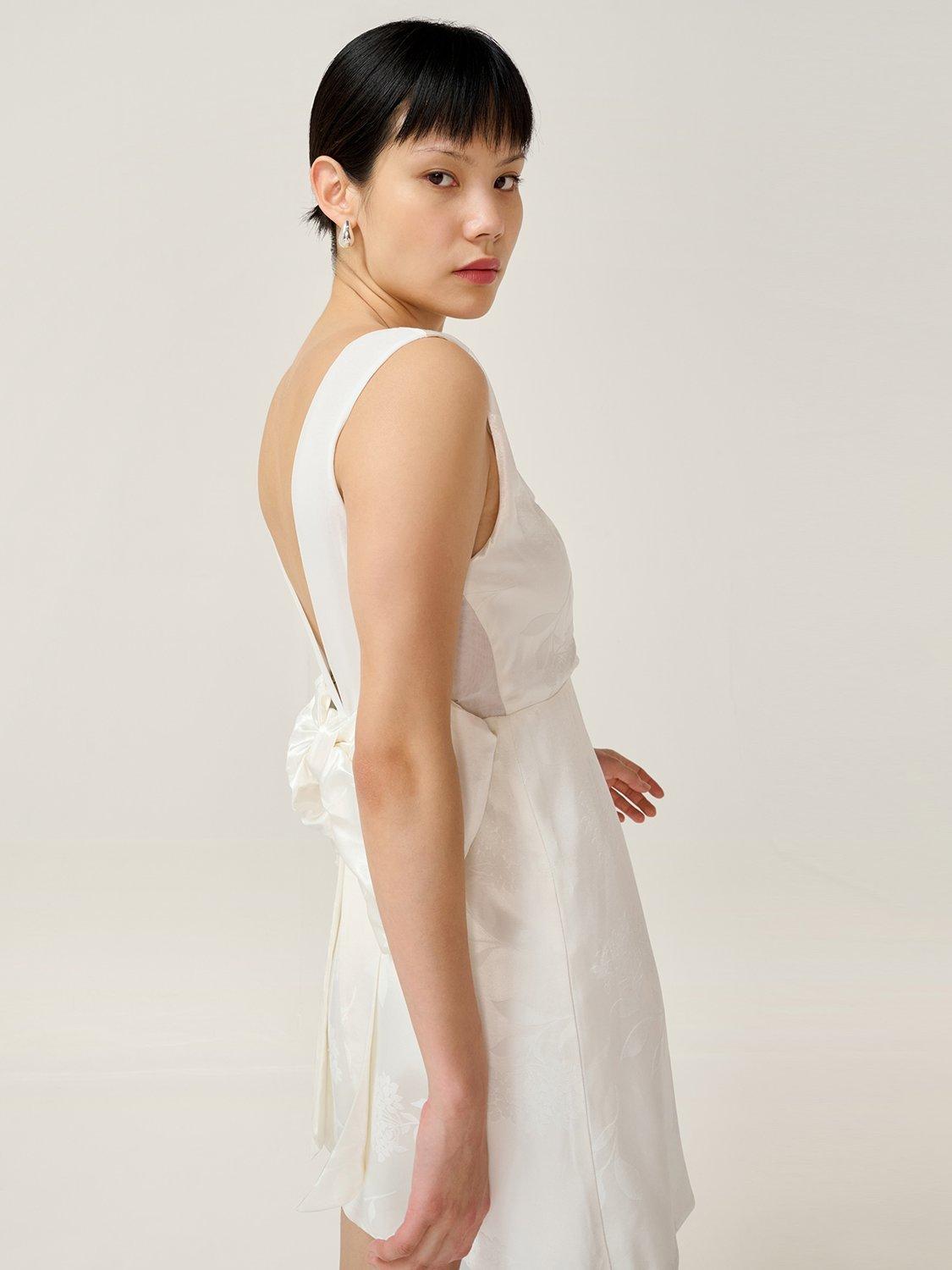 Product image 2 of 4, which shows OMNES Bowlyn Jacquard Wedding Dress, Ivory, 6