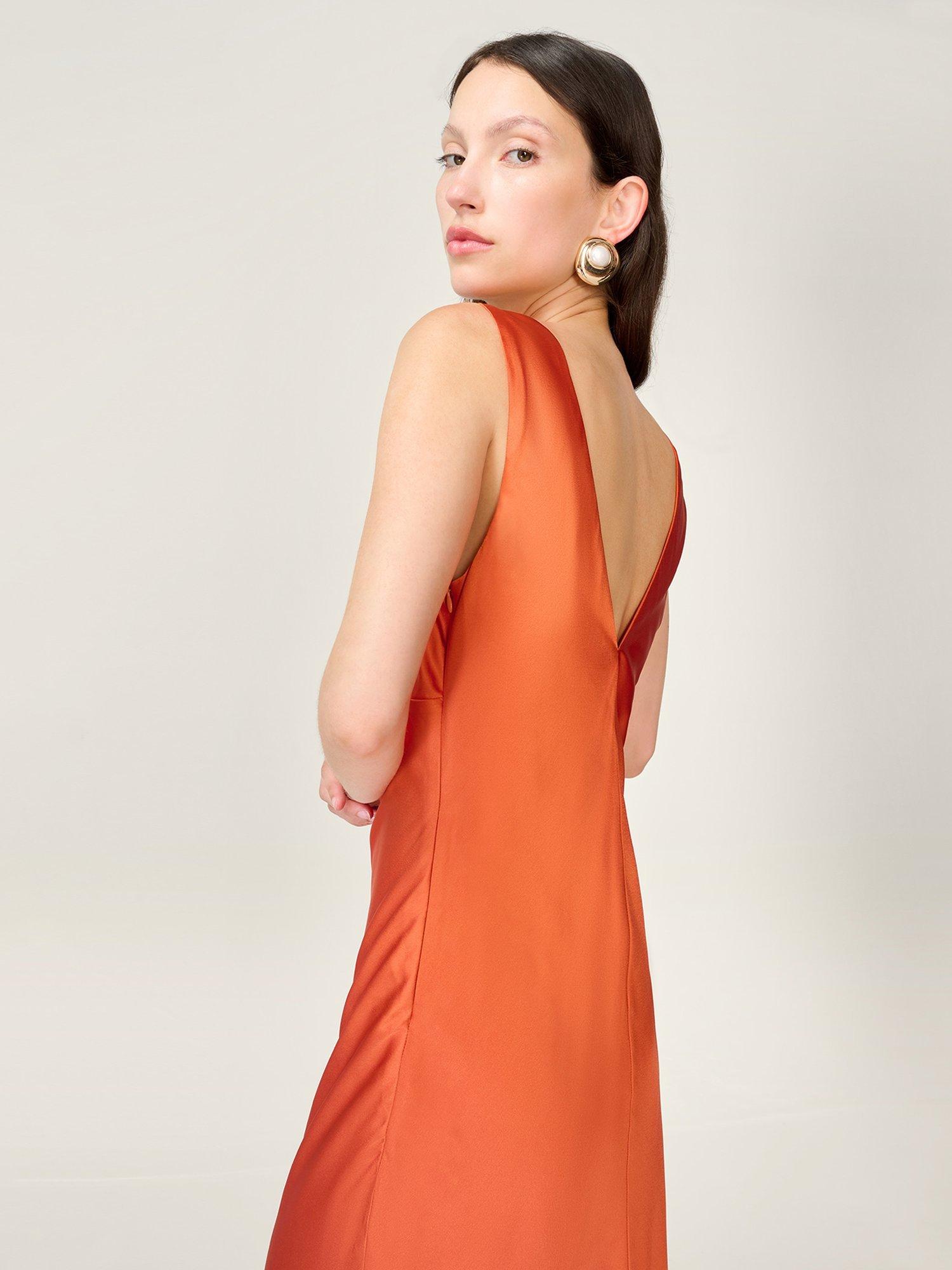 Product image 4 of 5, which shows OMNES Casey V-Neck Maxi Dress, Tangerine, 6