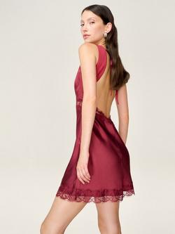 OMNES Darlia Lace Trim Mini Dress, Merlot - view 2, Merlot
