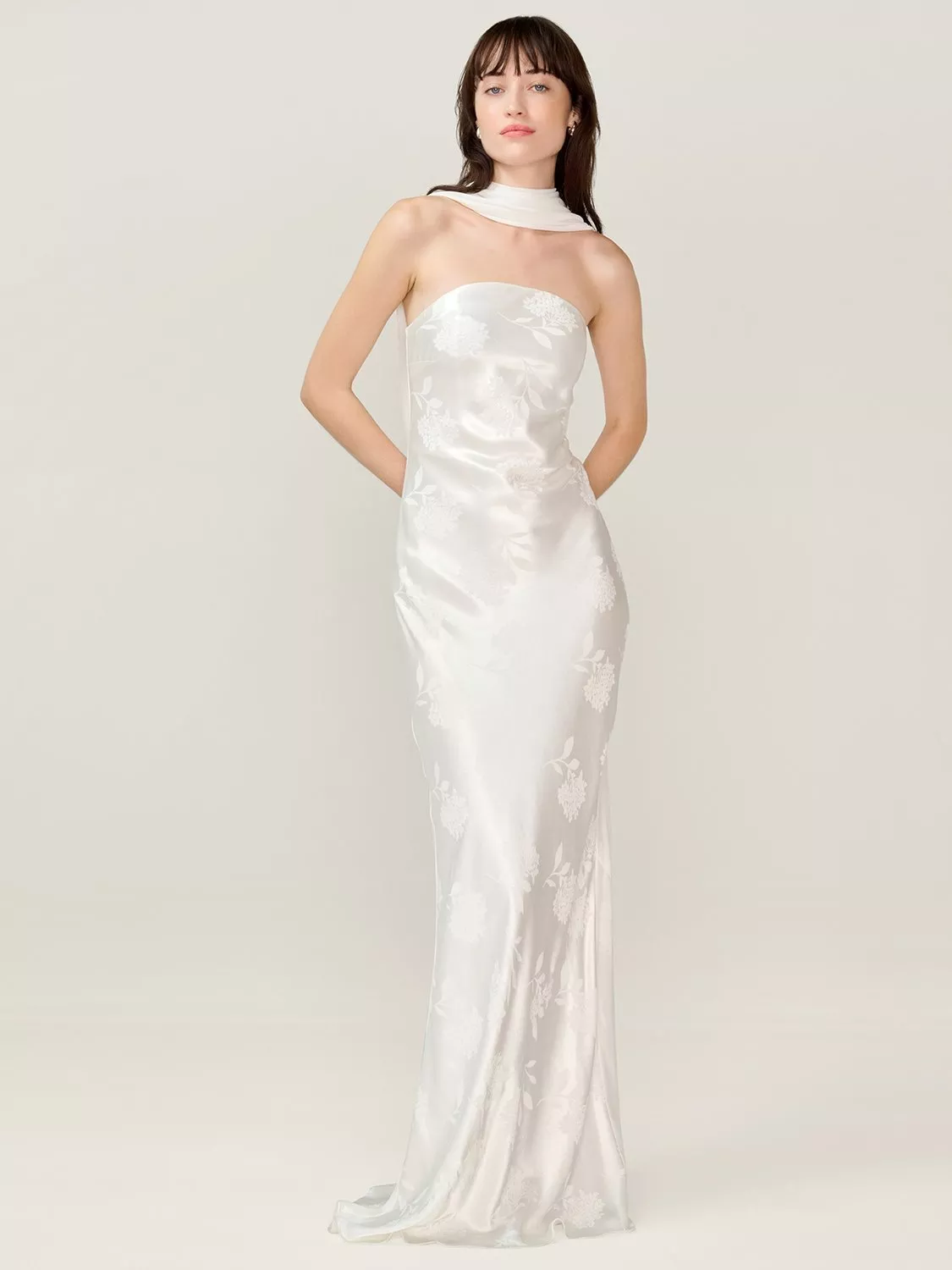 OMNES Faith Floral Sleeveless Strapless Bandeau Neck Maxi Dress