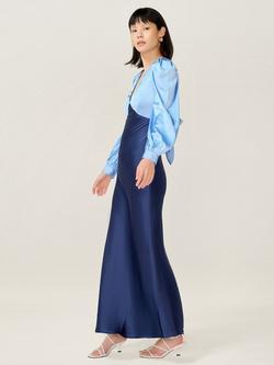 OMNES Francoise Colour Block Maxi Dress - view 2, Blue/Navy