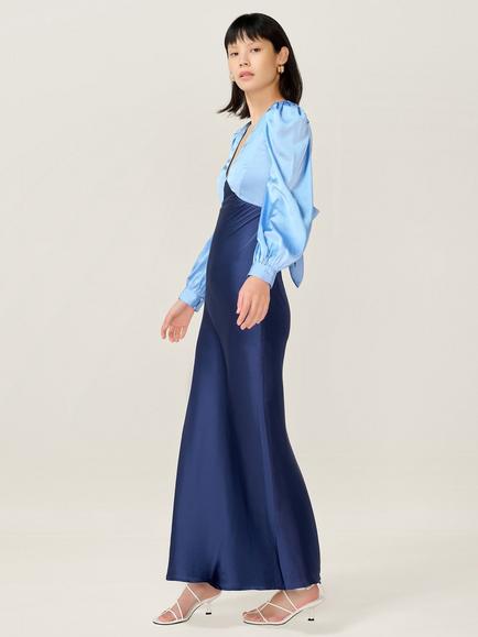 OMNES Francoise Colour Block Maxi Dress - view 2, Blue/Navy